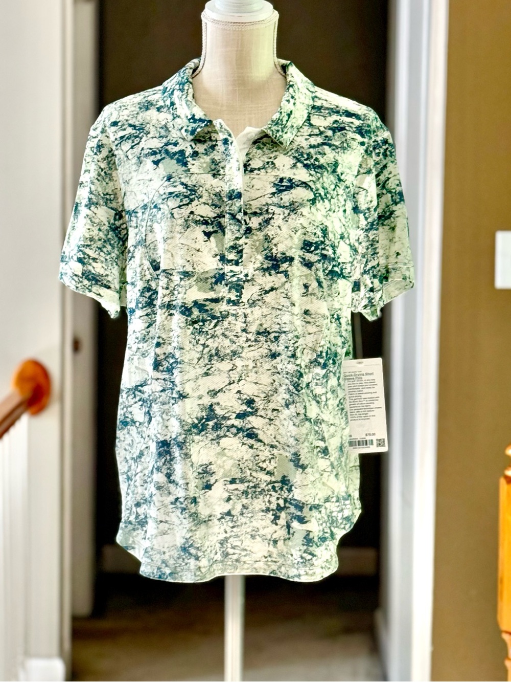 Lululemon Quick Dry Short Sleeve Polo Shirt in Crushed Granite Golf Tennis